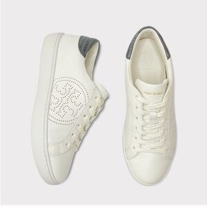 Tory Burch Leigh Leather Off White Minimalist Sneaker Size 7.5